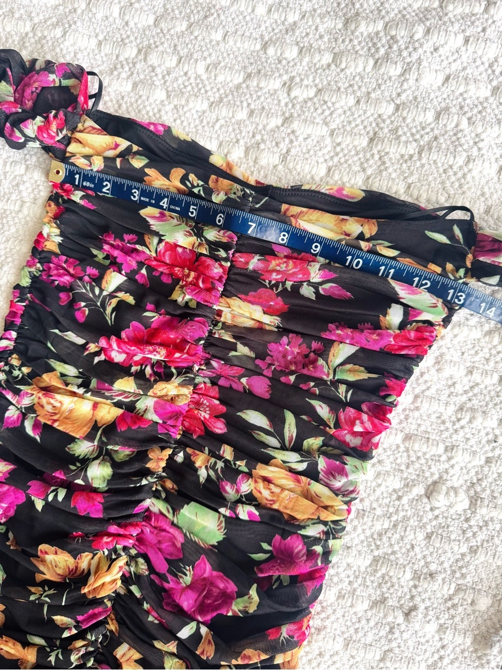 NWT AFRM Floral Ruched Off-Shoulder Mini Dress - Picture 9 of 9